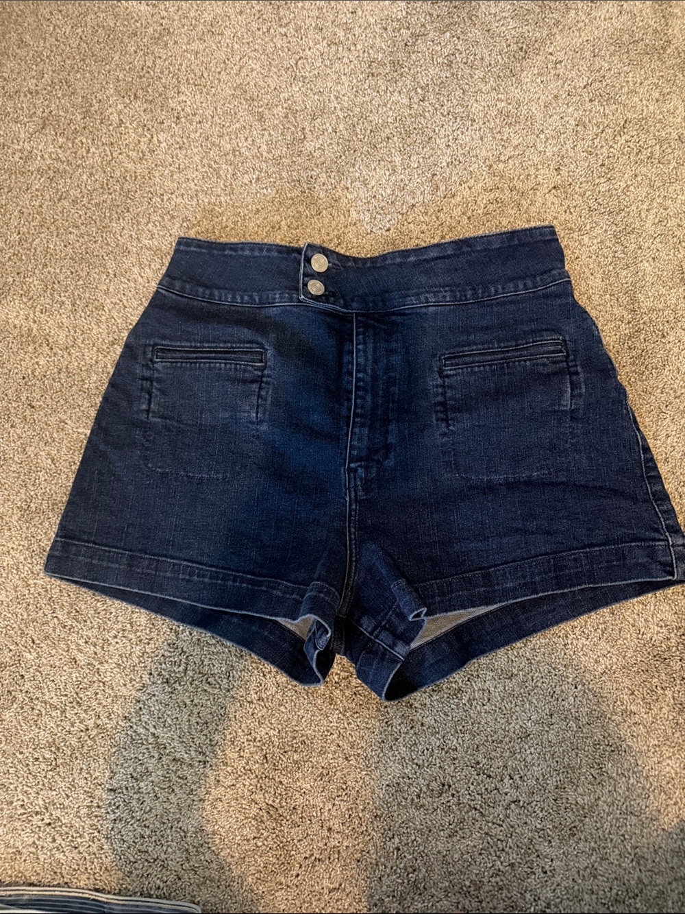 Frame Denim Dark Indigo High-Waist Shorts